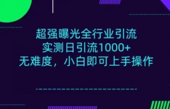 全行业引流，小白即可操作，每天进群1000＋