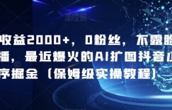 单日收益2000+，0粉丝，不露脸，不直播，最近爆火的AI扩图抖音小程序掘金（保姆级实操教程）