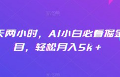 每天两小时，AI小白必看掘金项目，轻松月入5k＋