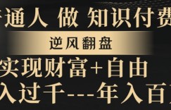 普通人做知识付费，实现财富自由，逆风翻盘，日入过千，年入百万