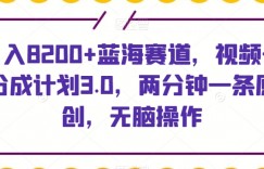 日入8200+蓝海赛道，视频号分成计划3.0，两分钟一条原创，无脑操作
