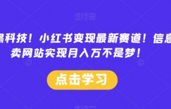 鹅厂黑科技！小红书变现最新赛道！信息差卖网站实现月入万不是梦！