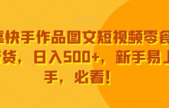 靠快手作品图文短视频零食带货，日入500+，新手易上手，必看！