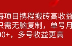 携程搬砖项目，只需每天无脑复制，月入5000+