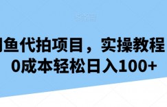 闲鱼代拍项目，实操教程，0成本轻松日入100+