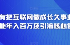 只有把互联网做成长久事业才能年入百万及引流核心课