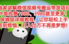 独家讲解微信视频号搬运带货项目，保姆级详细教程