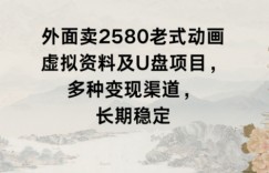 外面卖2580老式动画虚拟资料及U盘项目，多种变现渠道，长期稳定