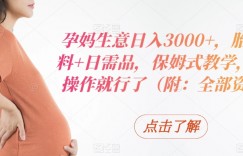 孕妈生意日入3000+，胎教资料+日需品，保姆式教学，无脑操作就行了（附：全部资料）