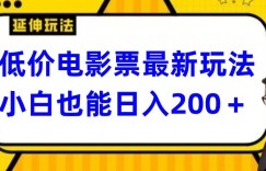 低价电影票最新玩法，小白也能日入200+