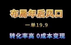 布局年后风口一单19.9，虚拟资料变现，转化率高，0成本变现