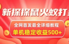 新探探鼠火蚁全自动挂机打金项目，全网首发最全详细教程，单机日收益500+