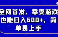 全网首发，靠卖游戏也能日入600+，简单易上手