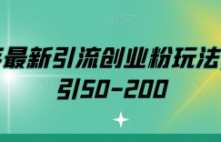 快手最新引流创业粉玩法，日引50-200