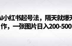 最新AI小红书起号法，隔天就爆无脑操作，一张图片日入200-500