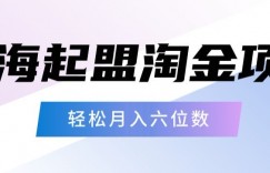 起盟淘金项目，月入六位数，新手小白轻松上手