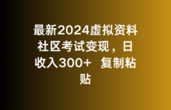 最新2024虚拟资料社区考试变现，日收入300+复制粘贴
