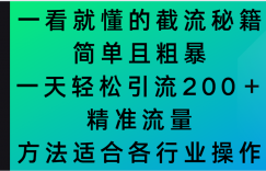 一看就懂的截流秘籍，简单粗暴，一天轻松引流200＋精准流量