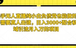 快手无人直播纯小白负债党也能做的不需要真人出镜，日入3000+配合私域引流月入万的项目