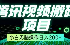 冷门搬砖项目，腾讯视频搬砖，无需任何剪辑技术，有播放就有收益，小白轻松日入200+