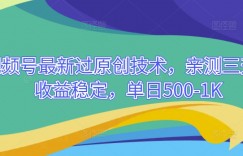 2024视频号最新过原创技术，亲测三天起号，收益稳定，单日500-1K