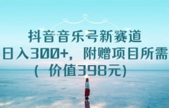 抖音音乐号新赛道，实测日入300+，附赠项目所需素材（价值398元）