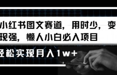 小红书图文赛道，用时少，变现强，懒人小白必入项目，轻松实现月入1w+