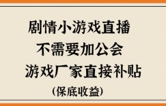 脑洞剧情小游直播，不需要加工会，游戏厂家直接补贴