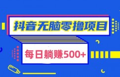 抖音无脑零撸项目，全自动挂机薅羊毛，单号一天5-500+