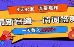 一天收入2000+，视频号最新赛道—诗词鉴赏，3天必起，流量爆炸，新人也能轻松上手