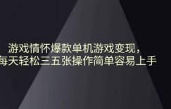 游戏情怀爆款单机游戏变现每天轻松三五张操作简单容易上手