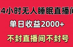 快手睡眠无人直播24小时不封直播间，单日收益2000+，多种变现方式，最适合小白上手