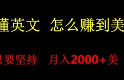 不会英语，怎么出海赚美金，月入1600+的项目