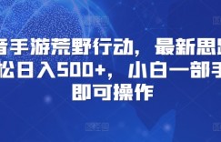 抖音手游荒野行动，最新思路，轻松日入500+，小白一部手机即可操作