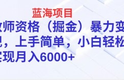 蓝海项目，教师资格(掘金)暴力变现，上手简单，小白轻松实现月入6000+