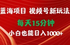 蓝海项目，视频号新玩法，每天15分钟，小白也能日入1000+