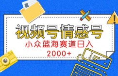 视频号情感号小众蓝海赛道，每天一小时，日入3000+