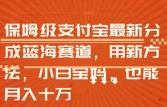 保姆级支付宝分成蓝海赛道，利用AI生成视频