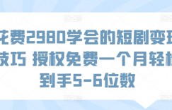 花费2980学会的短剧变现技巧 授权免费一个月轻松到手5-6位数