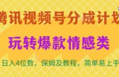 腾讯视频号轻松玩转火爆情感类，日入4位数，保姆级教程