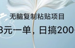 无脑复制粘贴，8元一条捡钱项目，做单无上限，超级简单