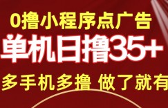 0撸小程序点广告   单机日撸35+ 多机器多撸 做了就一定有