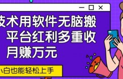 新技术用软件无脑搬运，平台红利多重收益，月赚万元，小白也能轻松上手