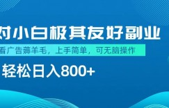 最适合小白副业，不做项目，不需要费神剪辑，薅羊毛轻松日入800+