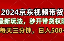 2024最新京东短视频带货最新玩法，每天三分钟，日入500+