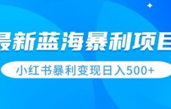 最新暴利蓝海项目，小红书图文变现，轻松实现日收益500+