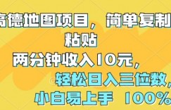 高德地图项目，简单复制粘贴两分钟收入10元，轻松日入三位数，小白易上手 100%必赚