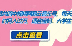 情感共鸣中视频网易云音乐号，每天两小时月入过万，适合宝妈、大学生