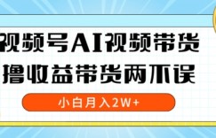 视频号AI视频带货，全程解放双手，撸收益带货两不误，小白月入2W+