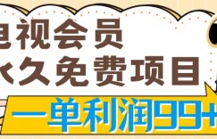 电视会员永久免费项目，刚需产品，动动手指无脑操作，一单利润99+